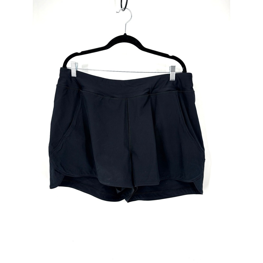 Lands' End Swim Shorts Womens 18W Black 3" Inseam Lined Board Shorts Coverup
